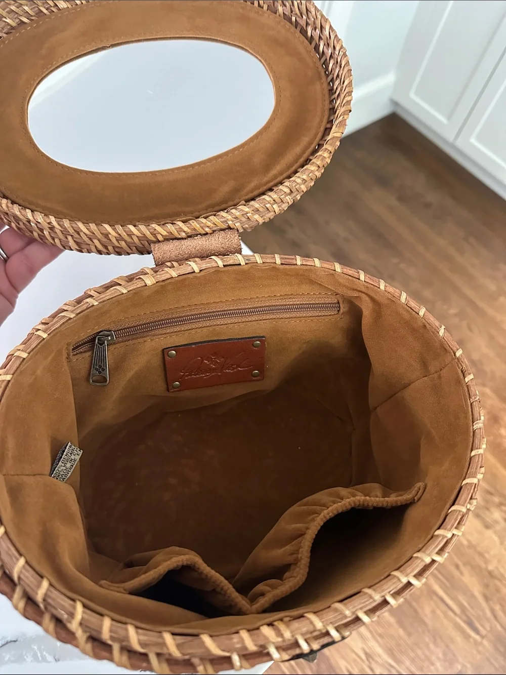 Patricia Nash Brown Woven Straw Nantucket Basket Bag - Picture 3 of 6